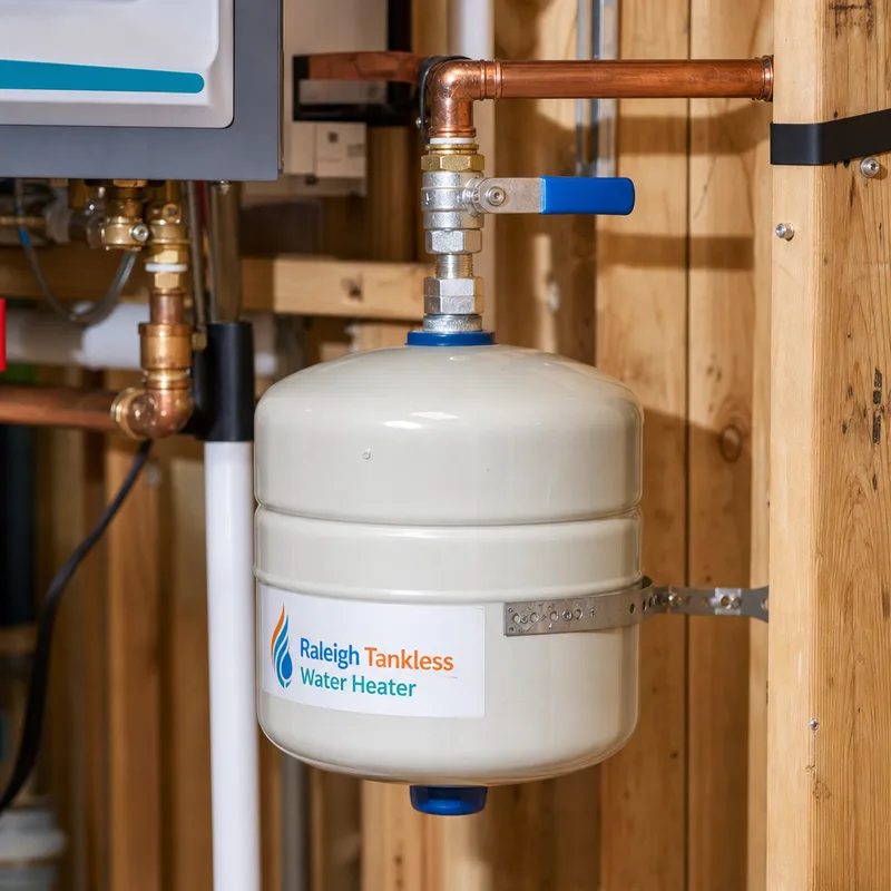 Replaced water heater expansion tank and shutoff valve with properly supported piping
